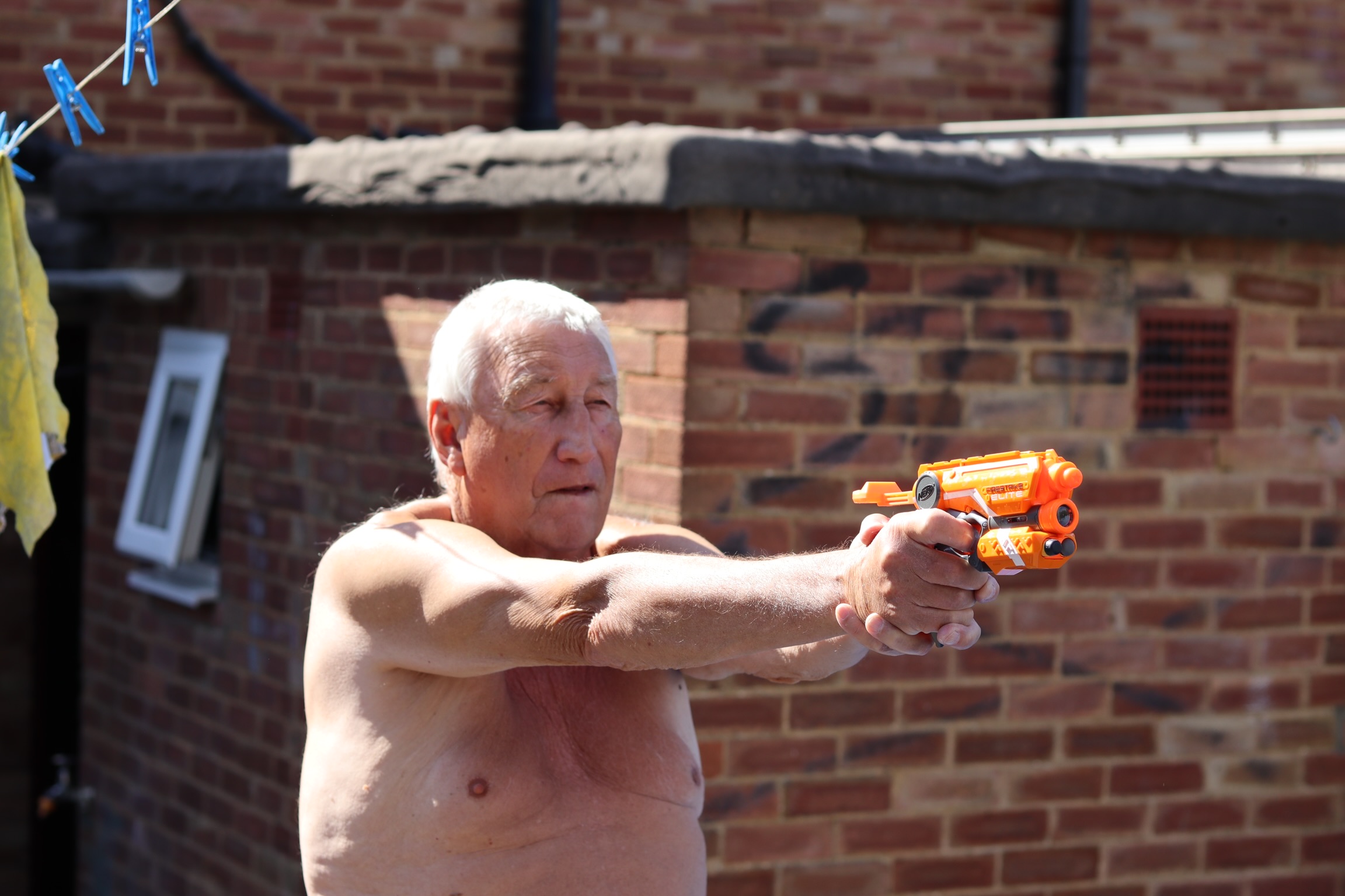 Dad shooting his Nerf